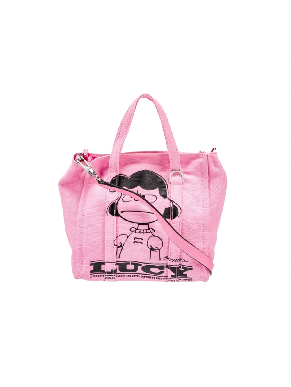 Marc Jacobs x Peanuts Lucy Small Pink Canvas Tote Bag RARE Snoopy, Charlie Brown